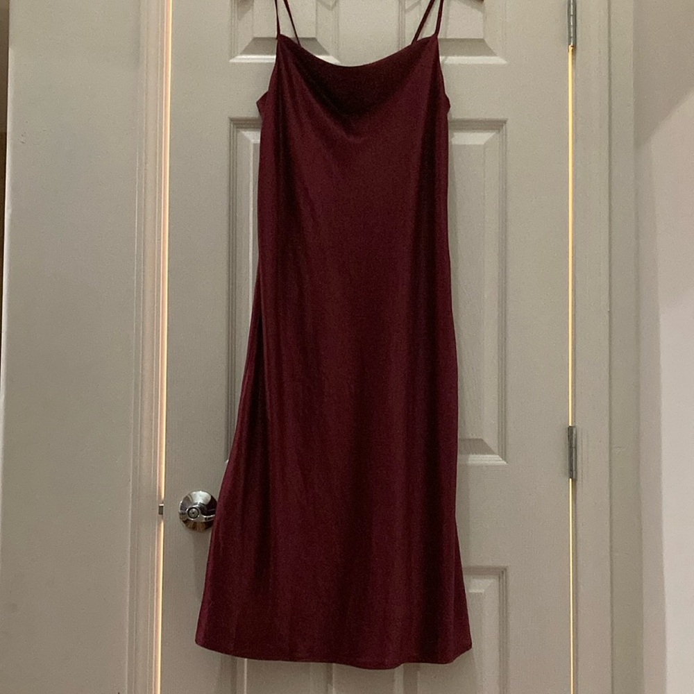 Red French Sleeveless Spaghetti Strap Midi Dress